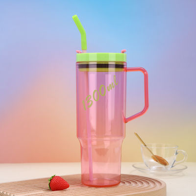 주문 맞춤형 로고 40 Oz 플라스틱 물병 손잡이 빨대 1200ml 대용량 플라스틱 재사용 물병 두 개의 벽이 밀폐된 안전 online manufacture