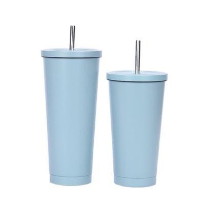 주문 휴대용 500ml 750ml 스테인리스 스틸 텀블러 개인화 된 짚이 있는 이중 벽 단열 된 음료 텀블러 다목적 청소 가볍고 유지 관리 online manufacture