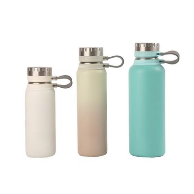 주문 500/700/1000ml 스테인레스 스틸 물병 1 리터 실리콘 스트랩 휴대용 스포츠 이중 벽 스테인레스 스틸 진공 단열 물병 online manufacture
