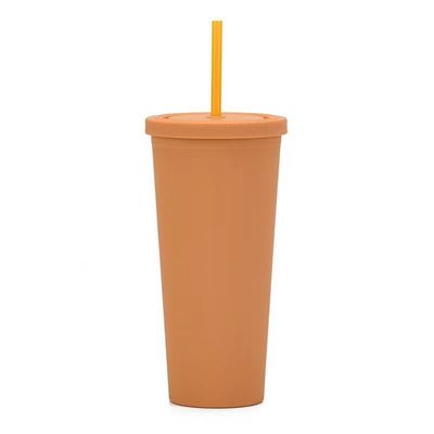 주문 450ml 650ml 22oz 플라스틱 여행 텀블러 짚과 뚜?? 6 진동 색상 재사용 플라스틱 커피 텀블러 친환경 맞춤 허용 online manufacture