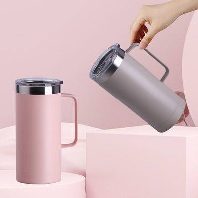 주문 360/420/750ML 이중 벽 304 스테인레스 스틸 단열 커피 머그 사무실 비즈니스 단열 커피 여행 머그 손잡이 누출 방지 디자인 online manufacture