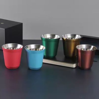 주문 멀티 컬러 80ml 160ml 맞춤 스테인리스 스틸 커피 머그 작은 이탈리아 스테인리스 스틸 이중 벽 에스프레소 컵 완벽한 온도 유지 online manufacture