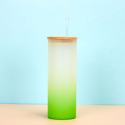 주문 360/480ML 2박스 16oz 유리 물병 그라디언트 얼음 유리 하강 물병 대나무 뚜?? 가 가볍고 고 내구성 online manufacture