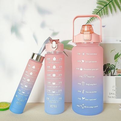 주문 운동용 물병 3개 세트 동기 부여 시간 표시기 누출 방지 플립 톱 뚜?? 회전성 보라색 학교 피트니스 애호가 실내 야외 활동 online manufacture