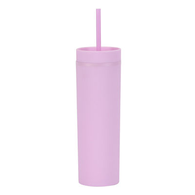 주문 뚜껑과 빨대가 있는 16oz 플라스틱 스키니 텀블러 벌크 4팩 단열 이중벽 BPA 프리 무광 아크릴 재사용 가능한 파티 컵 online manufacture
