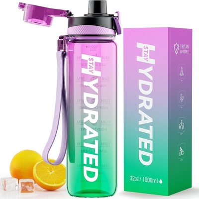 주문 트리탄 32온스 동기부여용 물병 BPA 무료 5507501000ML 스포츠 시간 트랙 물병 넓은 입 유출 방지 패션 크리스마스 선물 온라인 제조