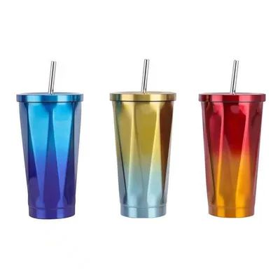 주문 어린이 이중벽 단열 304 스테인리스 스틸 빨대 및 뚜껑 포함 맞춤형 로고 인쇄 온라인 제조