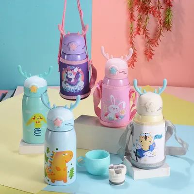 주문 OEM/ODM 허용 500ml 16oz 어린이 물병 빨대 테르모스 BPA 무료 진공 단열 누출 방지 완벽한 소녀 소년 스포츠 온라인 제조