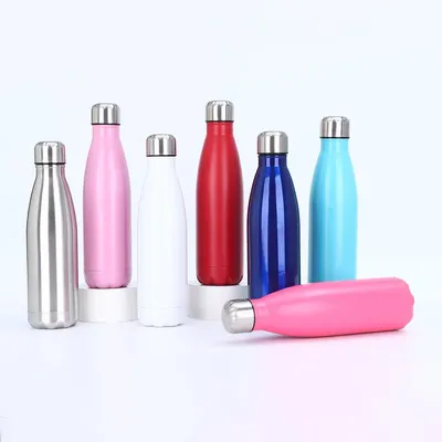 주문 17oz 스테인레스 스틸 물병 진공 단열 물병 이중 벽화 파우더 코팅 재사용 금속 스포츠 물병 음료 보관 따뜻하고 추운 하늘 밝은 파란색 온라인 제조