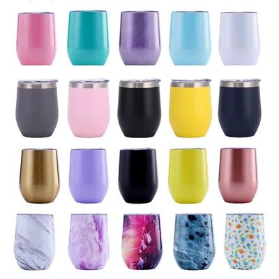 주문 12 온스 단열 와인 텀블러 뚜?? 과 짚 스테인리스 스틸 스텔리스 와인 텀블러 온라인 제조