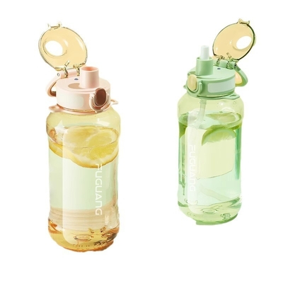 주문 900ml 1300ml 물병 대용량 남성 휴대용 트리탄 플라스틱 맑은 물병 손잡이 두 배 누출 방지 인성화 디자인 온라인 제조