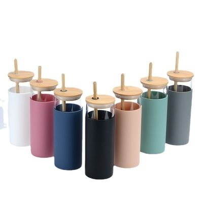 주문 500ml 컬러풀 아웃도어 여행 유리 물병 빨대 뚜?? 과 함께 대나무 뚜?? 물병 가벼운 홈 오피스 맞춤형 허용 온라인 제조