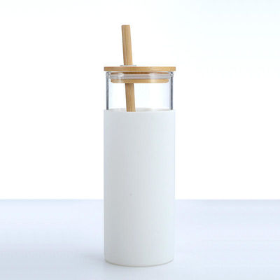 주문 안전 내구성 500ml 600ml Bpa 무료 유리 물병 대나무 뚜?? 과 함께 보로실리케이트 유리 텀블러 다중 색상 가정 학교 사무실에 이상적입니다 온라인 제조