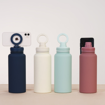 주문 New Cross-border Mobile Phone Magnetic Stand Water Cup Outdoor Large-capacity 1L Insulated Cup Stainless Steel Sports Water Bottle 온라인 제조