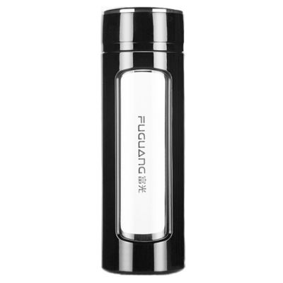 우아한 휴대용 대용량 이중 유리 물병 차 투여기 다목적 400ml 사용자 지정 로고 인쇄 누출 방지 유리 병 선물