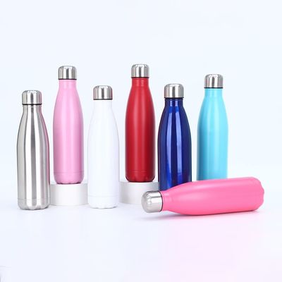17oz 스테인레스 스틸 물병 진공 단열 물병 이중 벽화 파우더 코팅 재사용 금속 스포츠 물병 음료 보관 따뜻하고 추운 하늘 밝은 파란색