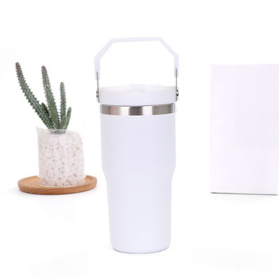 30oz 휴대용 자동차 컵 304 스테인레스 스틸 진공 빨대 얼음 컵 휴대용 진공 컵