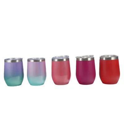 12 OZ 스테인리스 스틸 와인 텀블러 뚜?? 와 와인 글래스 텀블러 이중 벽 진공 단열 여행 텀블러 컵 커피 와인 칵테일