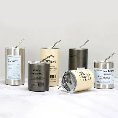 핫 판매 캠핑 Oem 미적 여행 커피 머그 스테인리스 스틸 테르모스 컵 빨대
