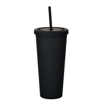 가벼운 캔디 컬러 가늘고 22 온스 플라스틱 텀블러 맑은 이중 벽 액릴 텀블러 짚 450/700ml 대용량 누출 방지 디자인
