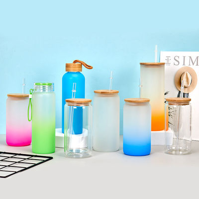 스타일리시 현대 디자인 유리 메이슨 병 유리 얼음 커피 컵 뚜?? 가 있는 유리 음료 용기 350/480ml 가볍고 청소가 쉽다