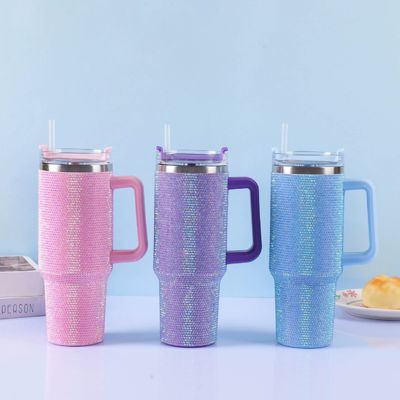 Cross-border Large capacity Diamond-adorned Handle Mug Creative & Stylish Car Water Cup Customized Gem-encrusted Drinkware