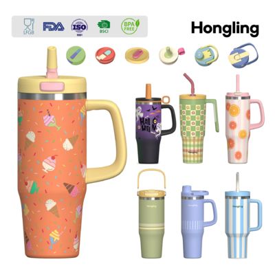 아마존 해외 30oz/40oz/50oz 차량 컵 맞춤형 아이스 컵 대용량 빨대 손잡이 보온 차량 텀블러