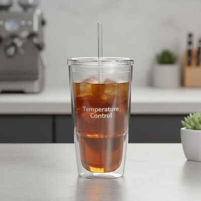 Double Wall Plastic Tumbler Clear Cylinder Design Ensuring Beverage Temperature Control Durable Reusable and Lightweight
